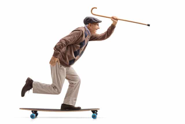 Old man on long board