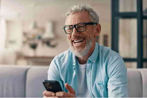 Cheerful senior man in casual clothing