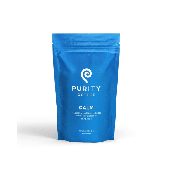 image of the product named as CALM Purity Organic Coffee - Decaffeinated Whole Bean Coffee (12 oz)