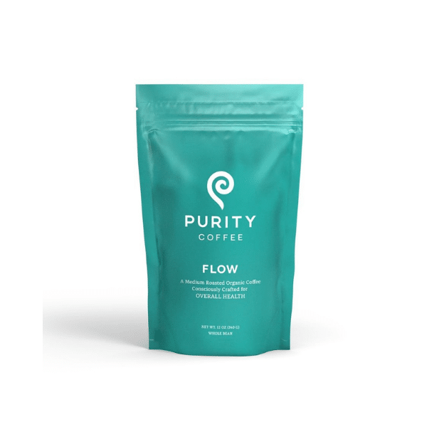 image of the product named as FLOW Purity Organic Coffee - Medium Roast Whole Bean Coffee (12 oz)
