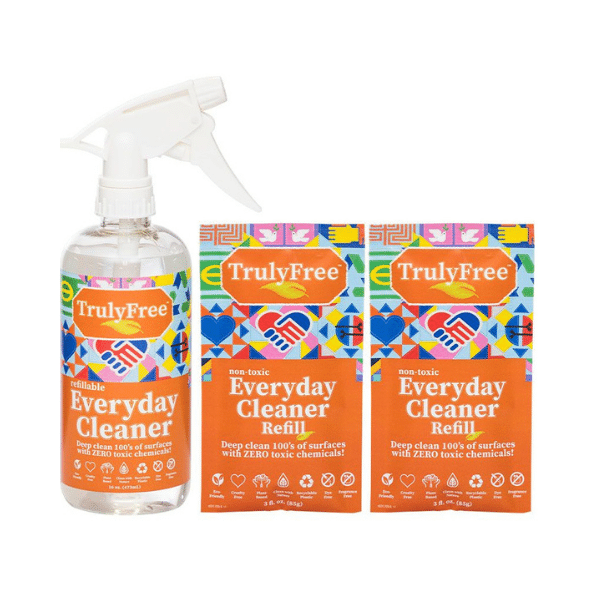 image of the product named as Refillable Non-Toxic Everyday Cleaner Starter Kit (Bottle + 2 Refills)