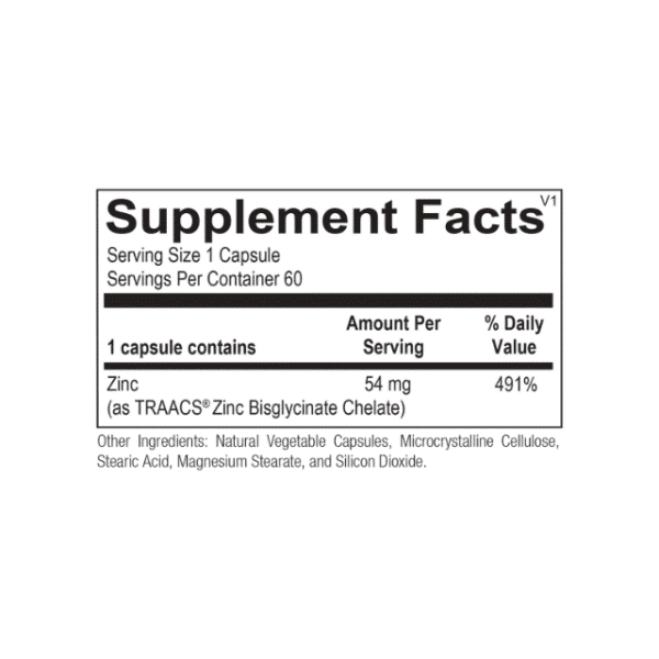 Chelated Zinc Capsules (60c) Supplement Facts