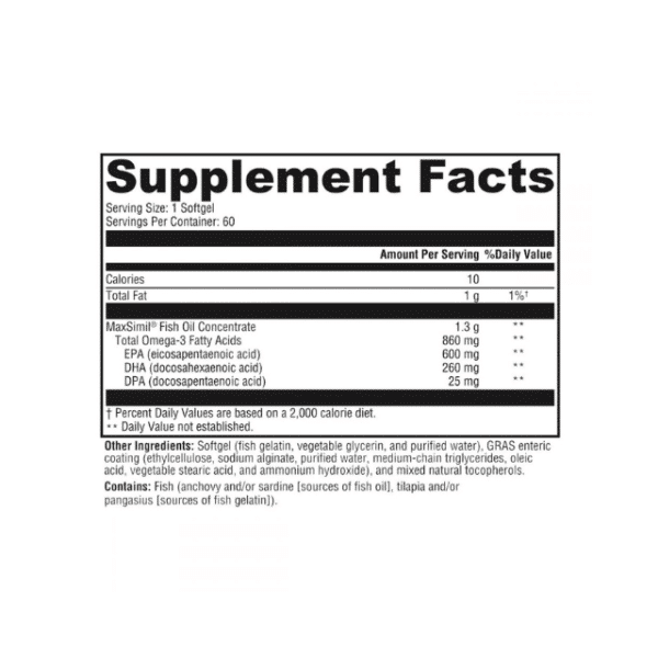 Mono Omega 1300 EC - Softgels (60c) Supplement Facts