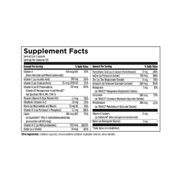 Two a Day Multi Capsules (240c) Supplement Facts