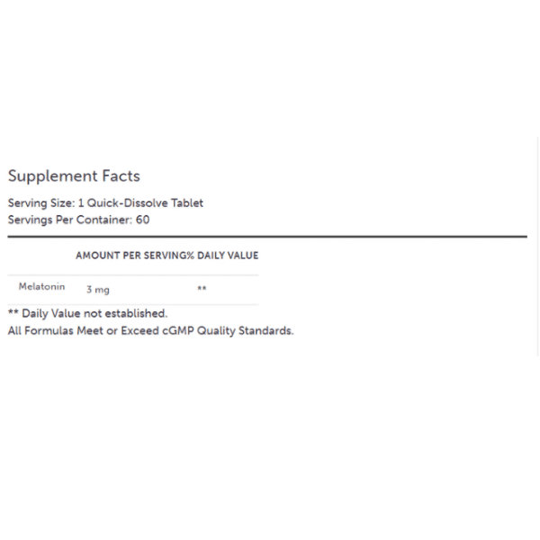 Melatonin Peppermint Tablets (60c) Supp Facts