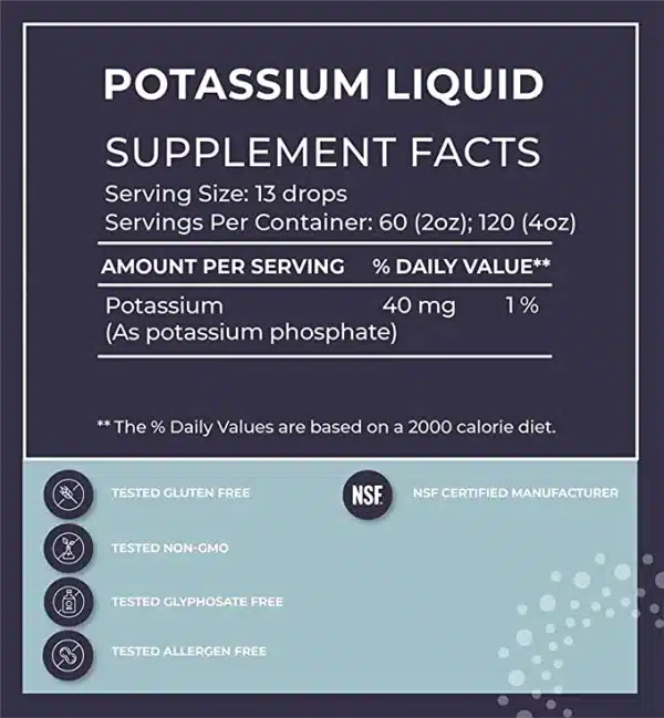 Liquid Potassium (1) Supplement 2 Fl Oz Supplement Facts