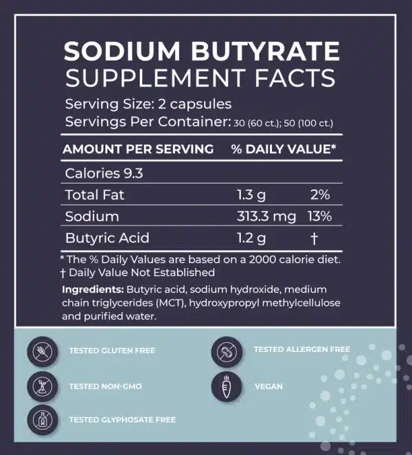 Sodium Butyrate Capsules Supplement Facts